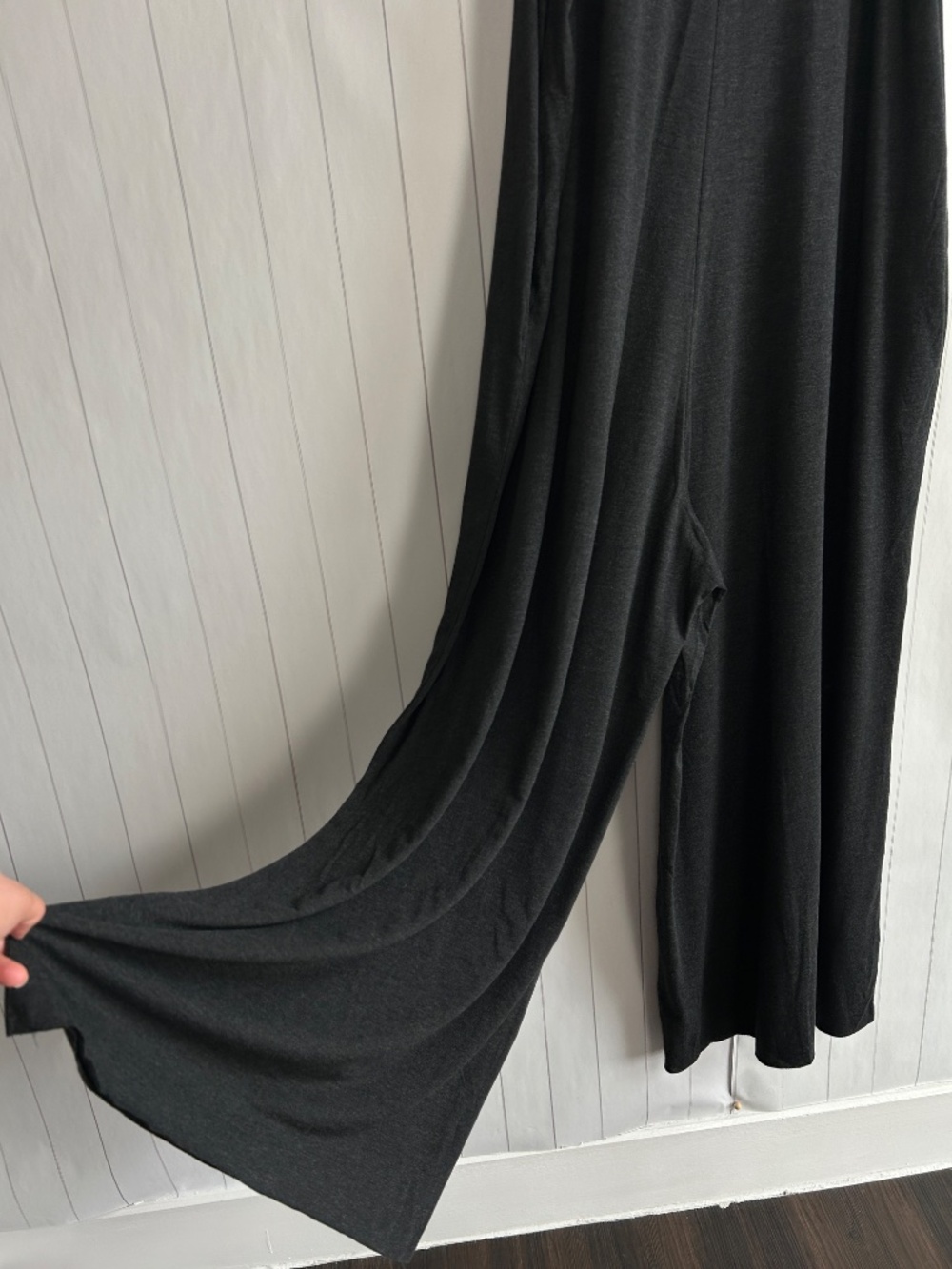 Natural Life one size jumpsuit dark gray loungewear wide leg v-neck pockets NEW - Picture 7 of 9
